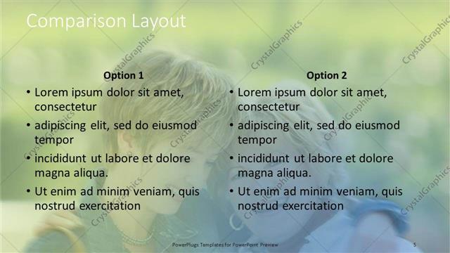 Comparison presentation slide layout