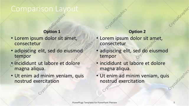 Comparison presentation slide layout