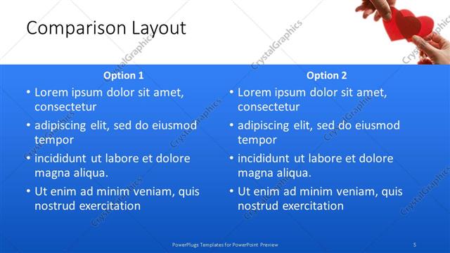 Comparison presentation slide layout
