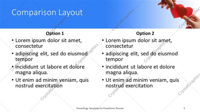 Comparison presentation slide layout