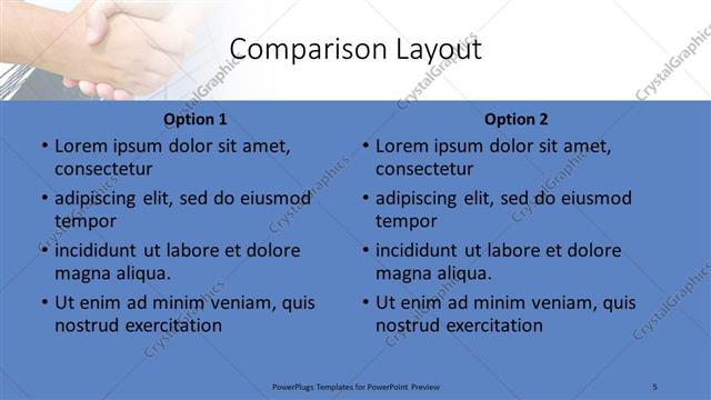 Comparison presentation slide layout
