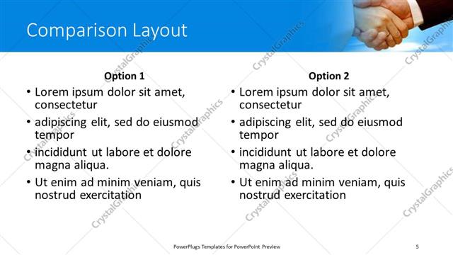 Comparison presentation slide layout
