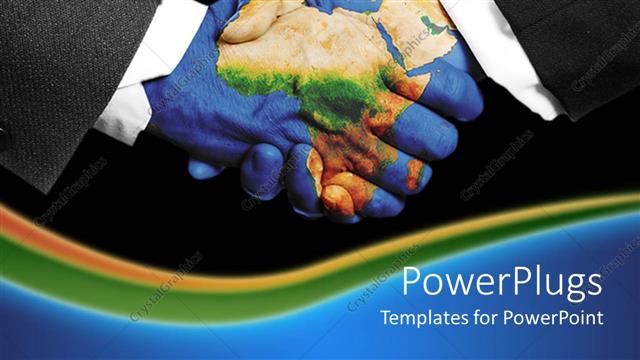  Presentation with black hand - Two adult male hands shaking on a black background