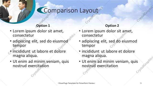 Comparison presentation slide layout