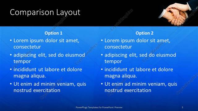 Comparison presentation slide layout
