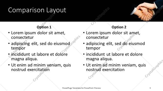 Comparison presentation slide layout