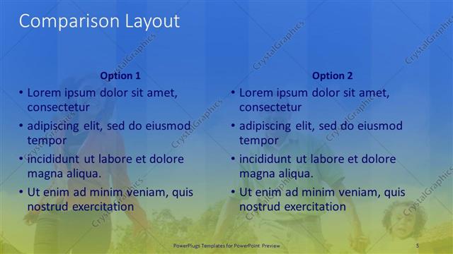 Comparison presentation slide layout