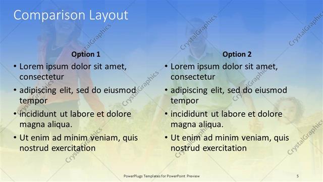 Comparison presentation slide layout