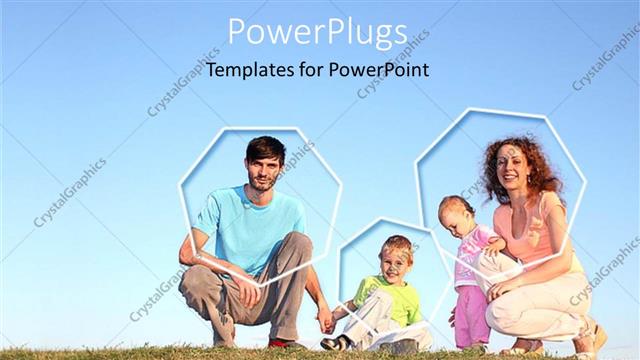  Presentation with kneeling - Two adults with two children kneeling on a grass