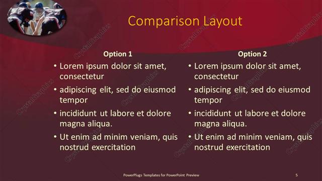 Comparison presentation slide layout