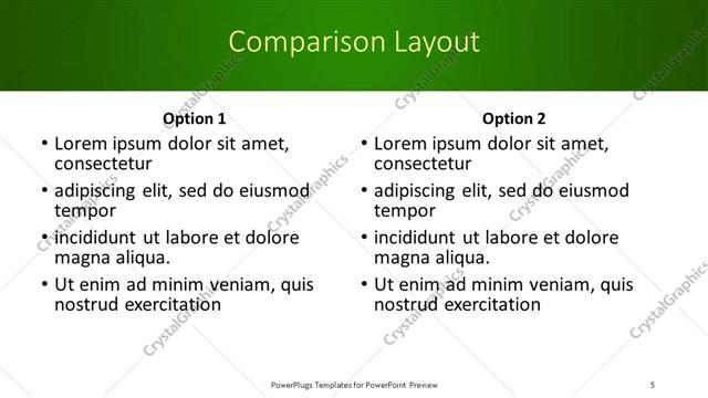 Comparison presentation slide layout