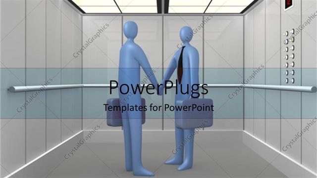  Presentation with shaking hands - Two animated human figures shaking hands in an elevator