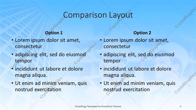 Comparison presentation slide layout