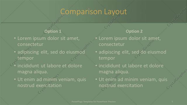 Comparison presentation slide layout