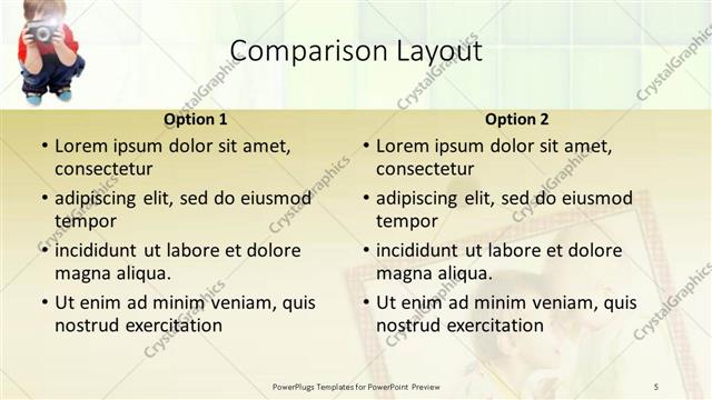 Comparison presentation slide layout