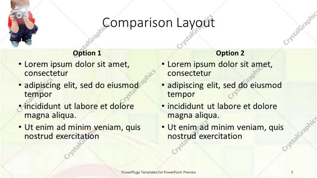 Comparison presentation slide layout