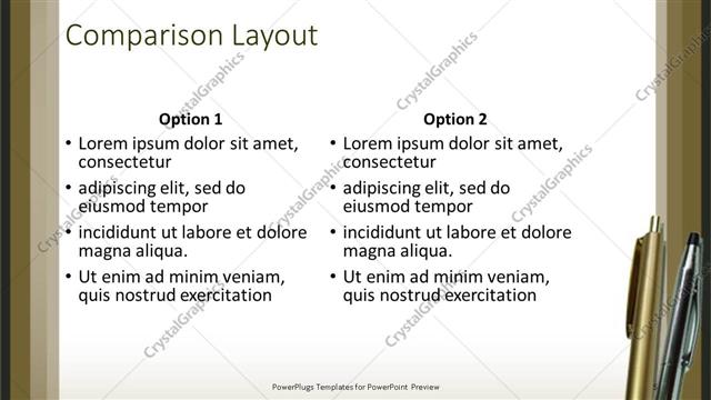 Comparison presentation slide layout