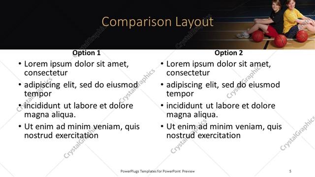 Comparison presentation slide layout