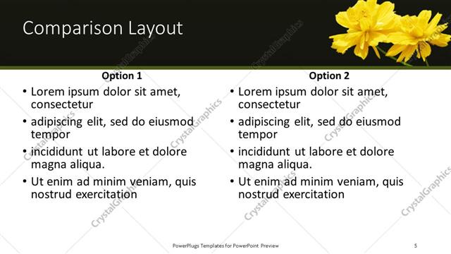 Comparison presentation slide layout