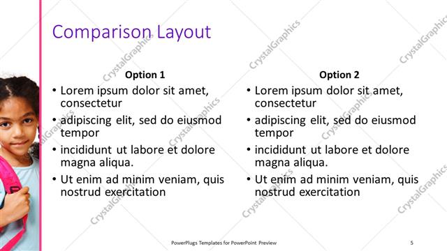 Comparison presentation slide layout