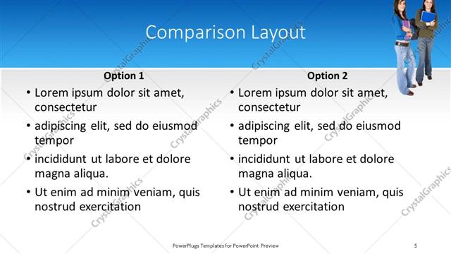 Comparison presentation slide layout