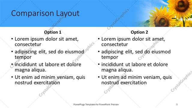Comparison presentation slide layout