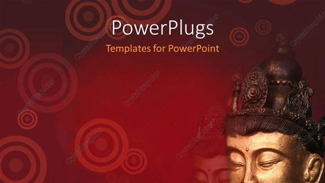  Presentation with buddha - Two big statue Buddha heads on a red background