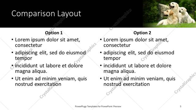 Comparison presentation slide layout