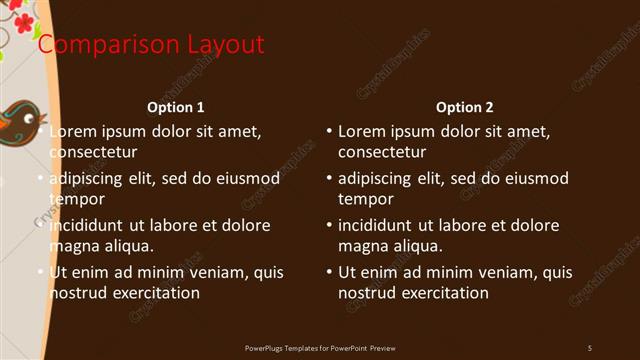 Comparison presentation slide layout