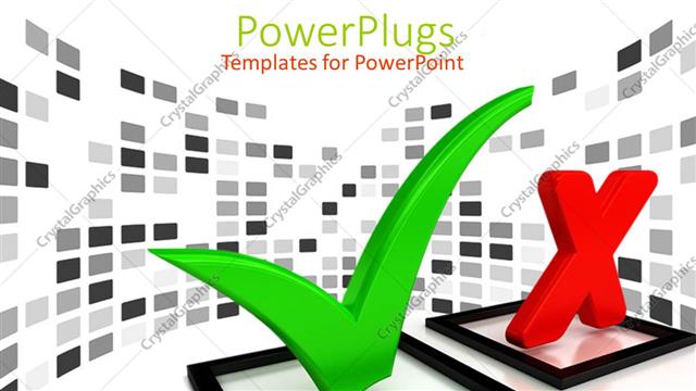  Presentation with boxes - Two black check boxes with a pass mark and 