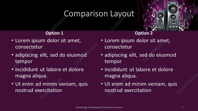Comparison presentation slide layout