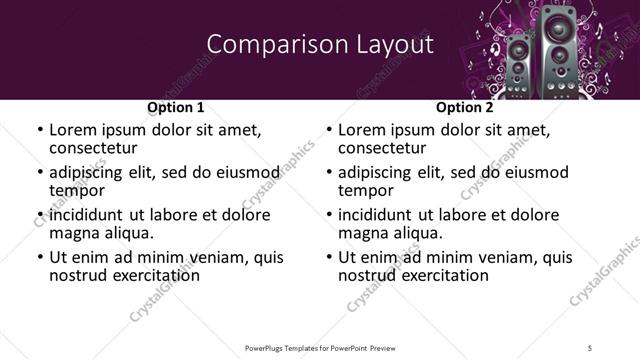 Comparison presentation slide layout