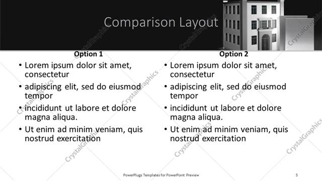 Comparison presentation slide layout