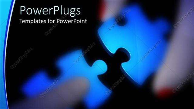  Presentation with blue puzzle pieces - Two blue colored puzzle pieces on a black background