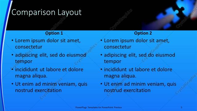 Comparison presentation slide layout