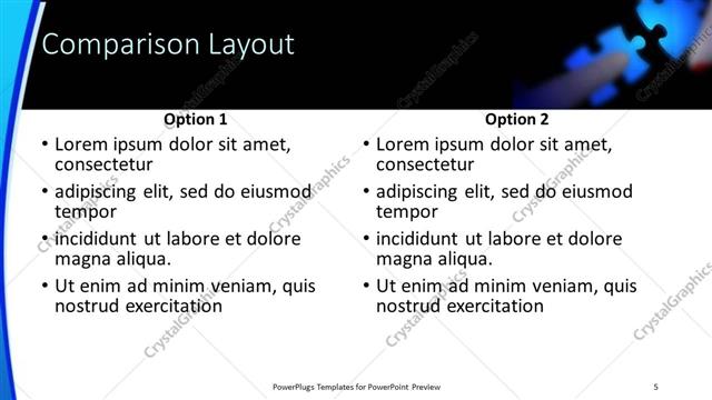 Comparison presentation slide layout