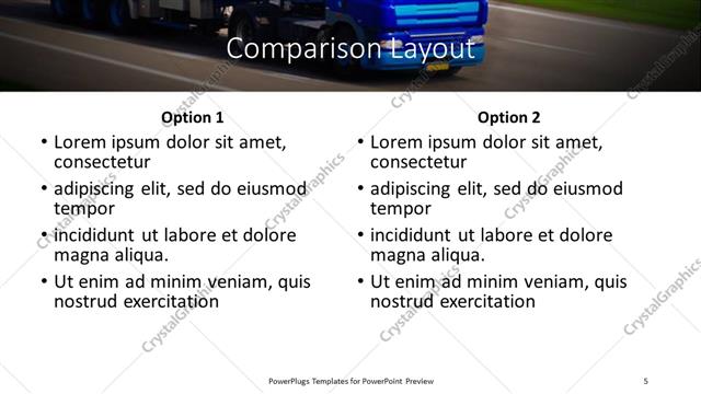 Comparison presentation slide layout