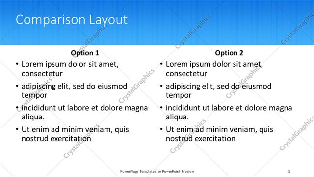 Comparison presentation slide layout
