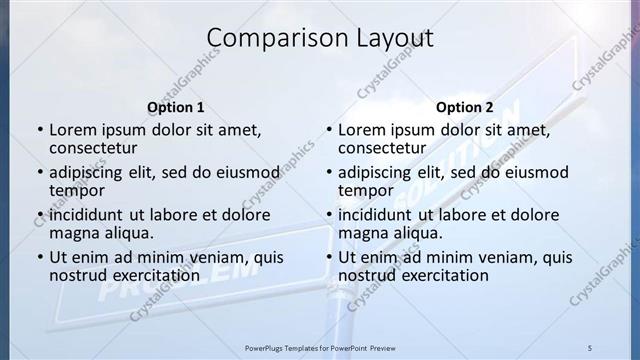 Comparison presentation slide layout