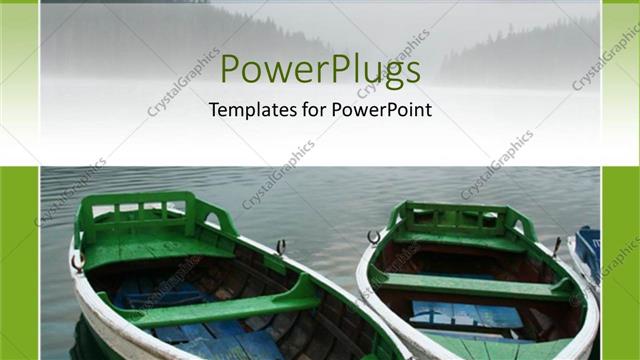  Presentation with lake - Two boats in the lake with mountains in the background