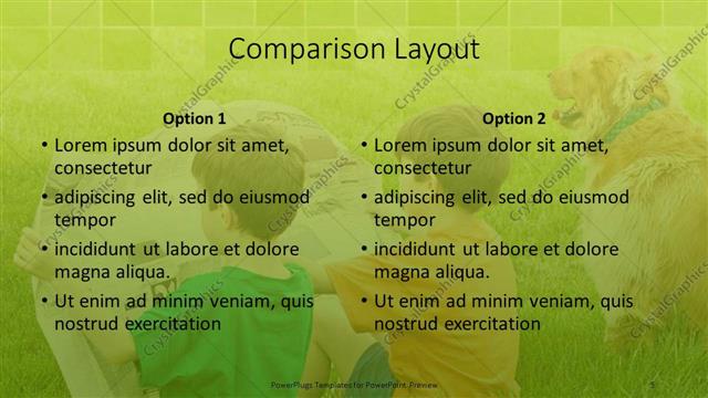 Comparison presentation slide layout