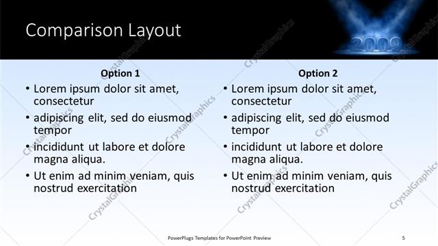 Comparison presentation slide layout