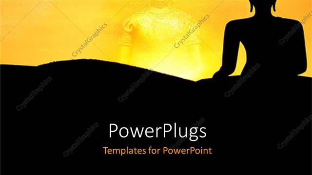  Presentation with black yellow - Two buddha images on a yellow and black background
