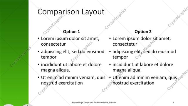 Comparison presentation slide layout