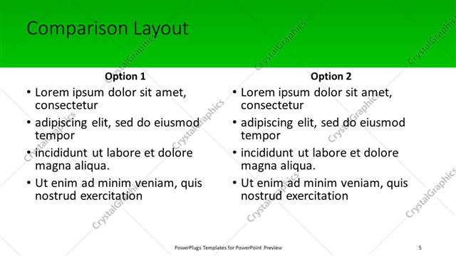 Comparison presentation slide layout