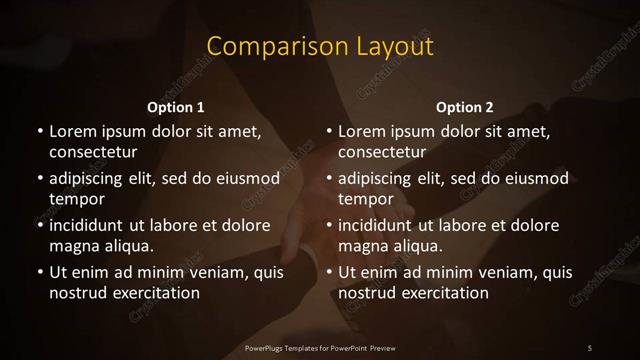 Comparison presentation slide layout