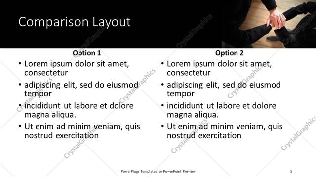 Comparison presentation slide layout