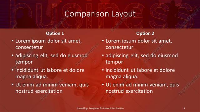 Comparison presentation slide layout
