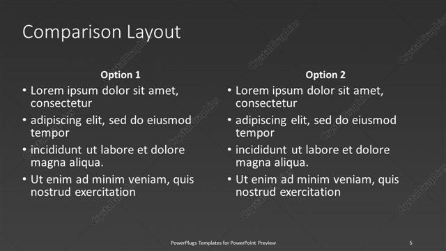 Comparison presentation slide layout