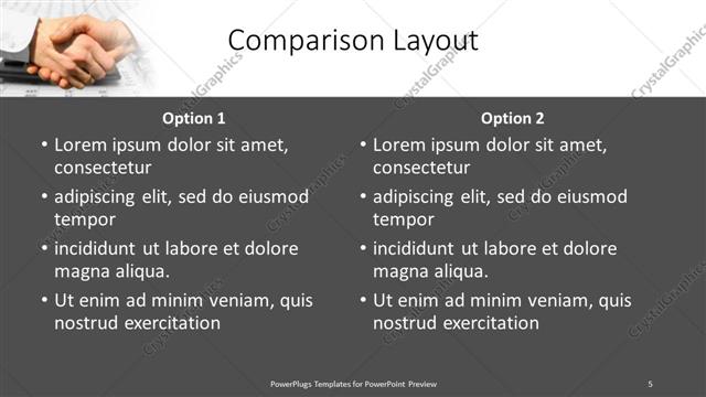 Comparison presentation slide layout